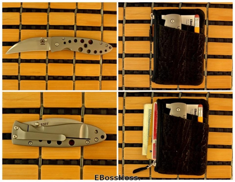 Tom Mayo Small Hawksbill Folder w/Sharkskin Mission Wallet / Sheath
