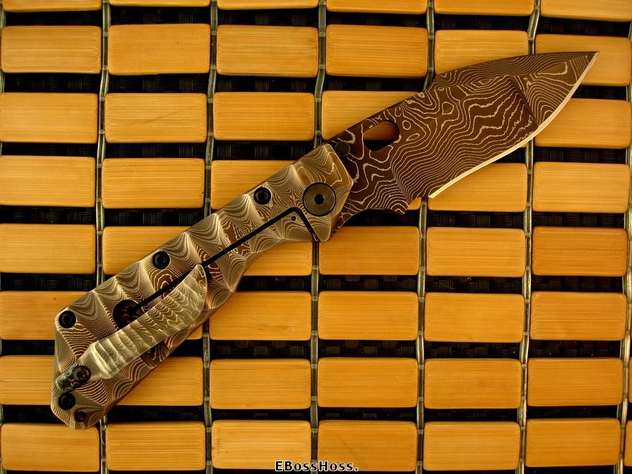 Mick Strider Custom MSC All-Damascus XL SnG - Shark-Fin Dagger