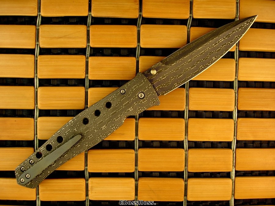 Tom Mayo Damascus Dr. Death w/Rare Recessed Linerlock