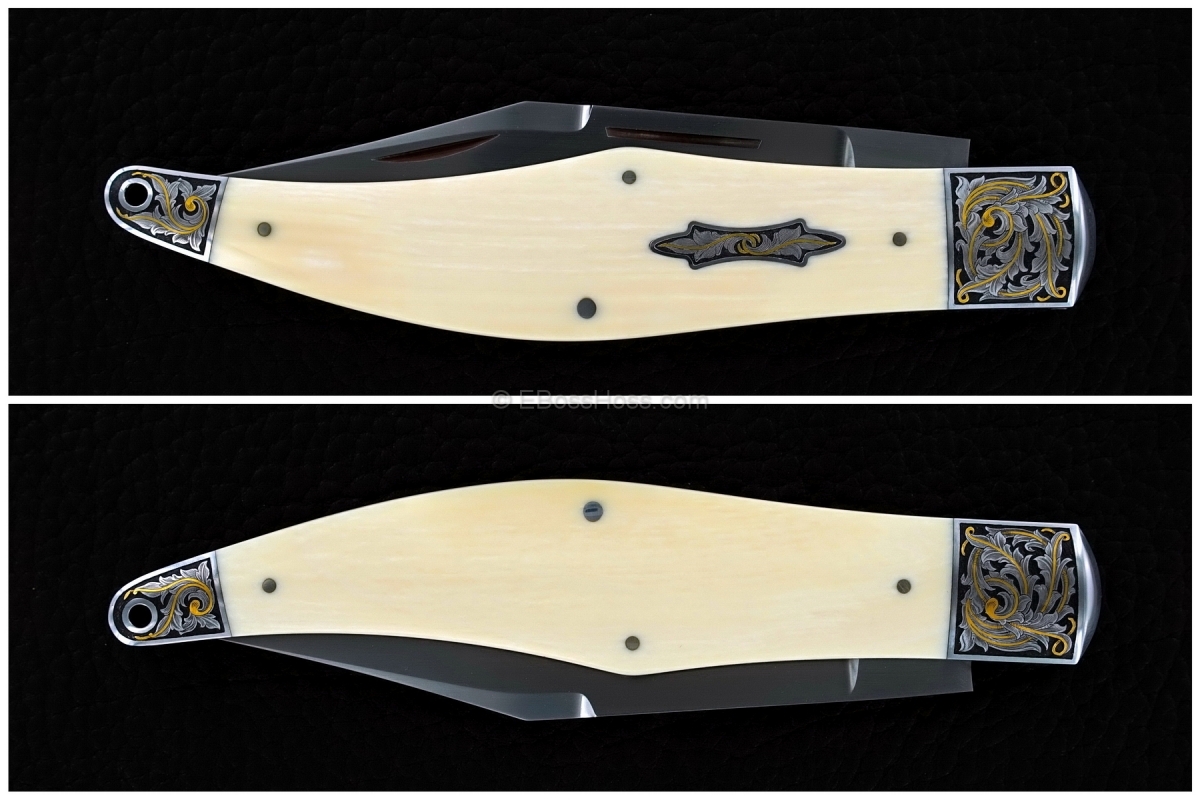 Tony Bose 5 1/4-inch Yukon Knife; exquisitely engraved by Joe Mason