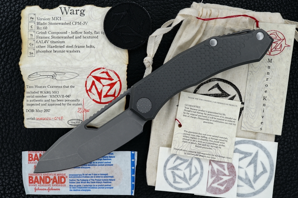 D Munroe Custom Hextured Warg Framelock Folder